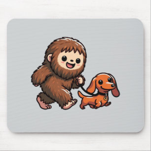 Cute Bigfoot Walking Cute Dachshund Mouse Mat