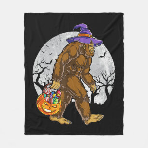 Cute Bigfoot Witch Pumpkin Halloween Girls Sasquat Fleece Blanket