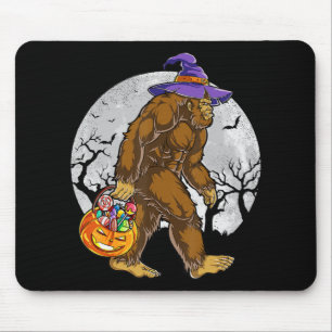 Cute Bigfoot Witch Pumpkin Halloween Girls Sasquat Mouse Mat