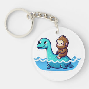 Cute Bigfoot with Cute Loch Ness Key Ring