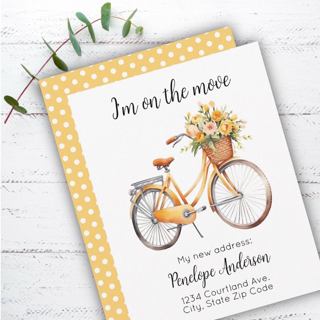 Cute Bike with Flowers New Address Card (Creator Uploaded)