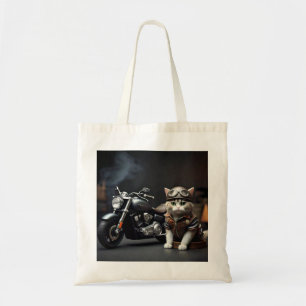 Cute Biker Cat Tote Bag