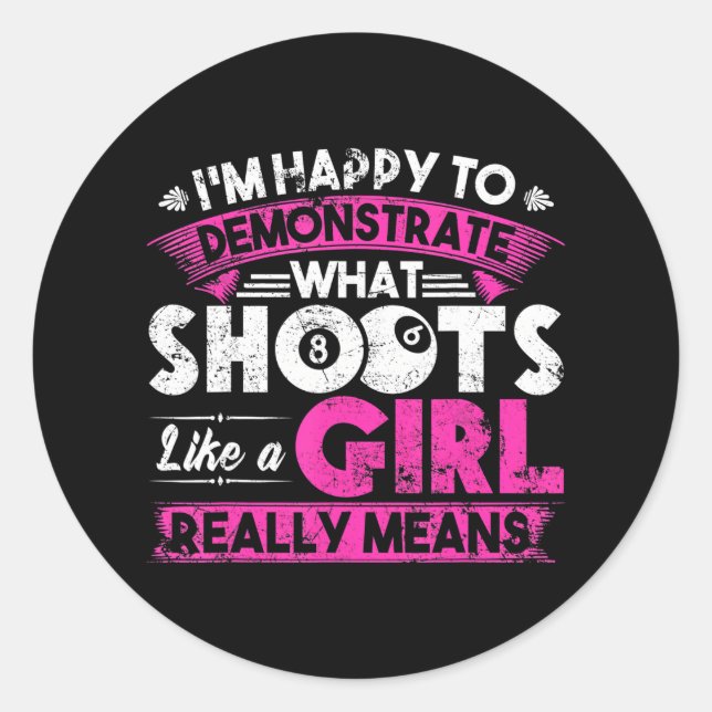 Cute Billiards Women Funny for Girl Pool Player Classic Round Sticker (Front)