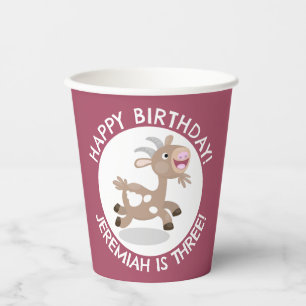Cute billy goat cartoon personalised birthday paper cups