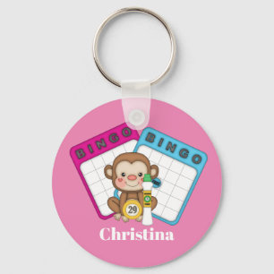 Cute Bingo monkey add name Key Ring