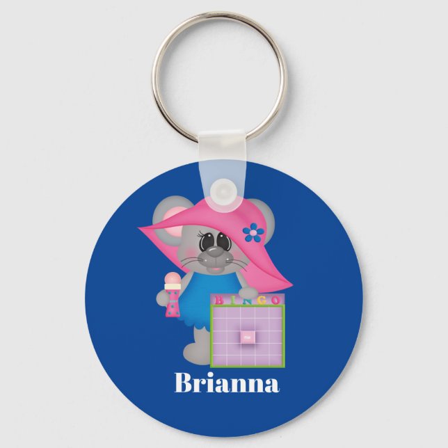 Cute Bingo mouse add name Key Ring (Front)
