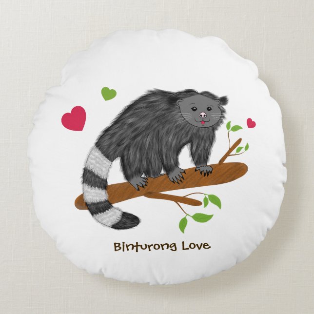 Cute Binturong Love Round Cushion (Front)