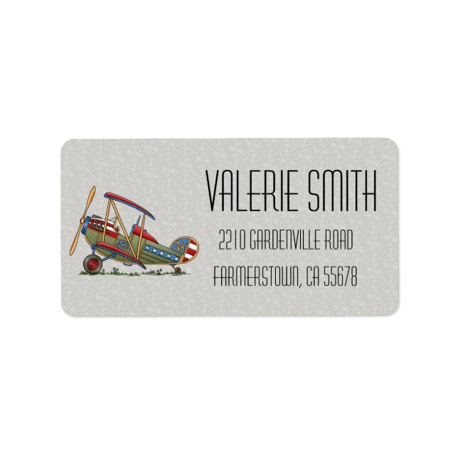 Cute Biplane Label (Front)