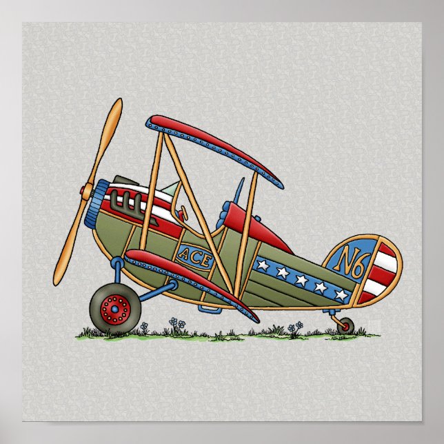Cute Biplane Poster (Front)