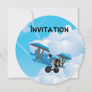 Cute BiPlane's Cartoon Invitation
