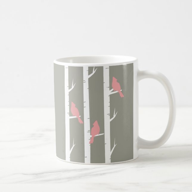 Cute Birch Tree Bird Pattern Coffee Mug (Right)