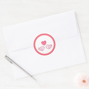 Cute Bird and Heart Love Design Classic Round Sticker