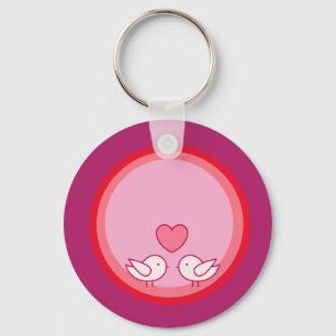 Cute Bird and Heart Love Design Key Ring