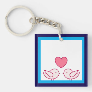 Cute Bird and Heart Love Design Key Ring