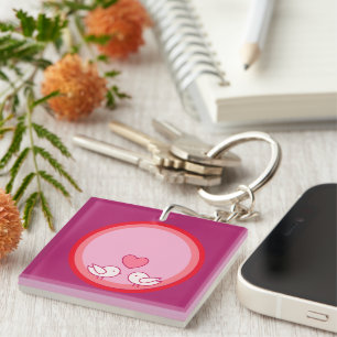 Cute Bird and Heart Love Design Key Ring