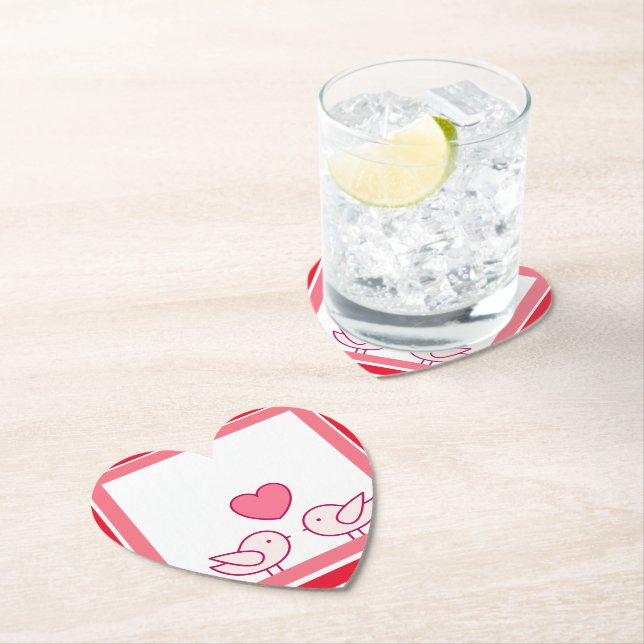 Cute Bird and Heart Love Design Paper Coaster (Insitu)