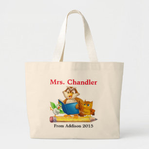 Cute Bird and Owl Teacher Tote Bag