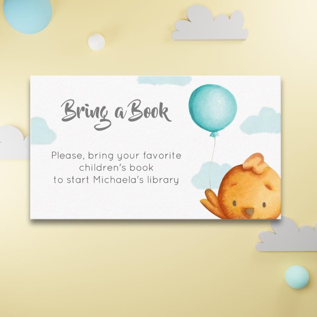 Cute Bird Balloon Bring a Book Enclosure Card (Creator Uploaded)