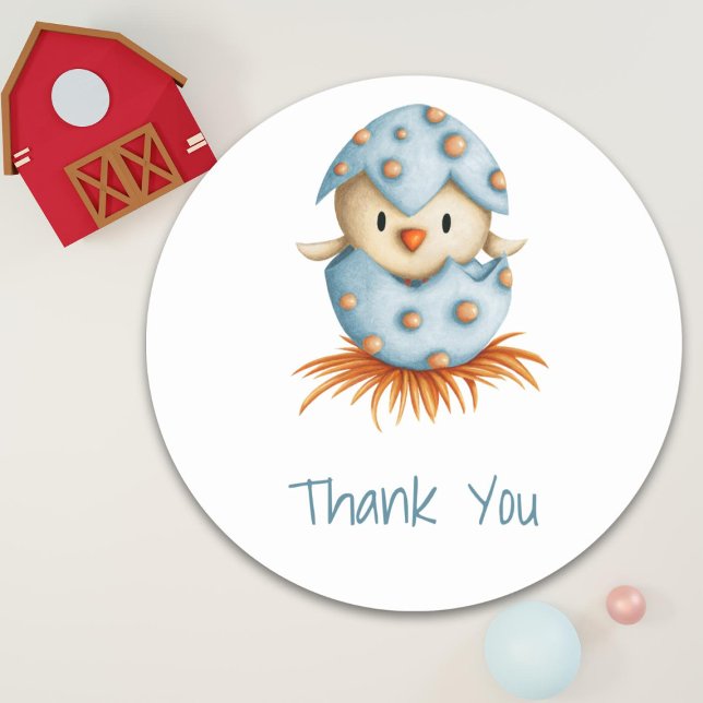 Cute Bird Blue Thank You  Classic Round Sticker (Creator Uploaded)