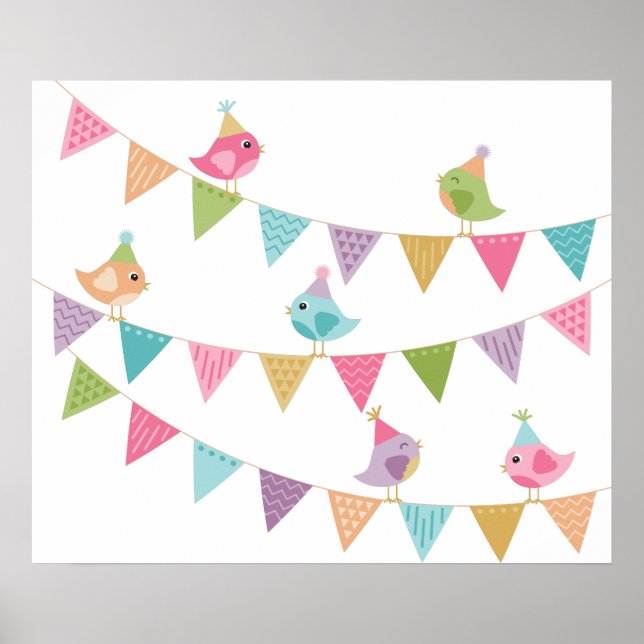 Cute Bird Bunting Poster (Front)