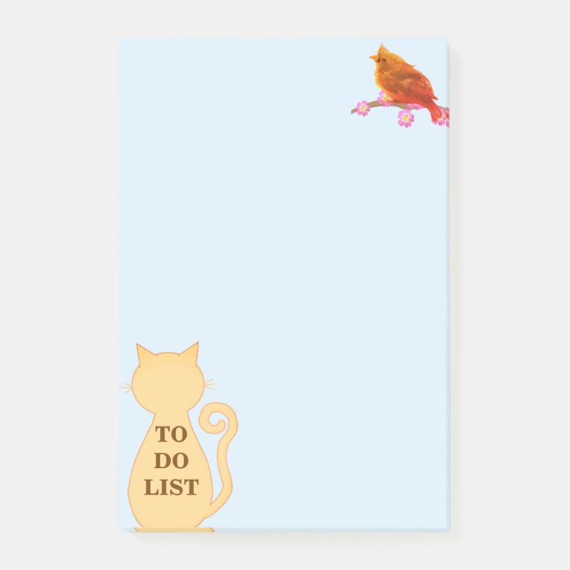 Cute Bird & Cat To Do List Post-it Notes (Front)