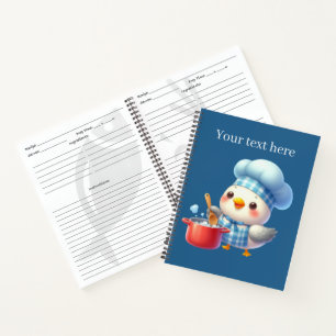 Cute bird chef lovers recipe notebook