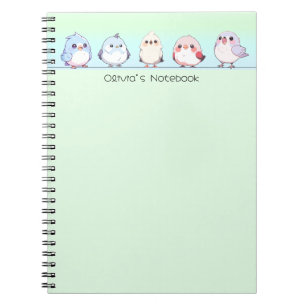 Cute bird colorful gradient Personalized name Notebook
