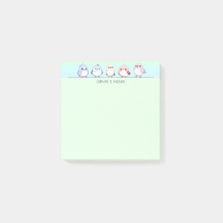 Cute bird colourful gradient Personalised name Post-it Notes