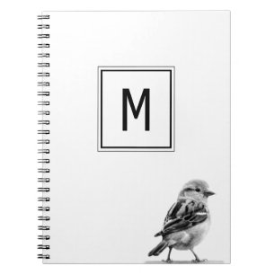 Cute Bird Custom Your Initial Letter  Notebook