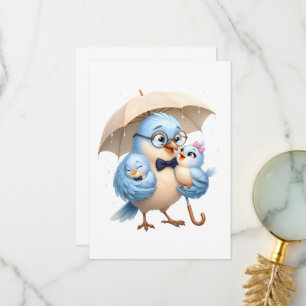 Cute Bird Dad Shaped Thank You Card