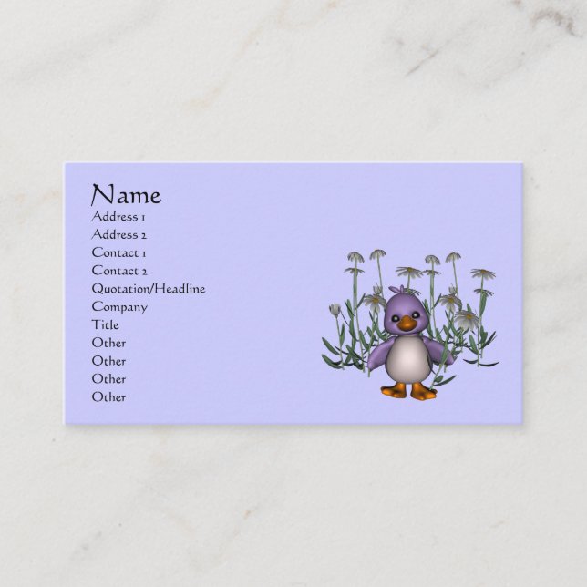 Cute Bird Daisy Flowers Business Card (Front)