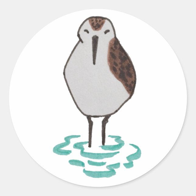 Cute Bird Drawing Sleeping Sandpiper Classic Round Sticker (Front)