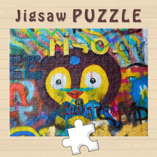 Cute Bird Face on the Graffiti Wall Photo - Jigsaw Puzzle