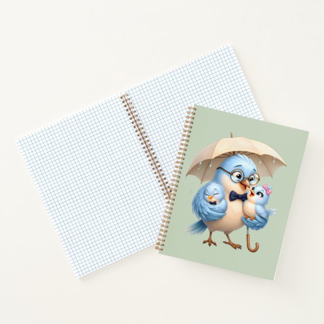 Cute Bird Family Spiral Notebook (Inside)