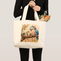  Cute Bird Family Tote Bag