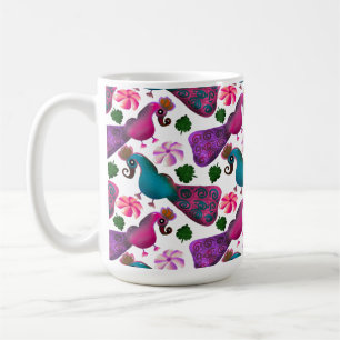 Cute Bird Floral Pattern Colourful Birds Coffee Mug