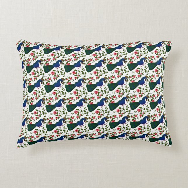 Cute Bird Floral Pattern | Colourful Blue Bird wit Decorative Cushion (Front)