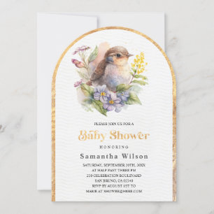  Cute  Bird Floral Spring Baby Shower Invitation