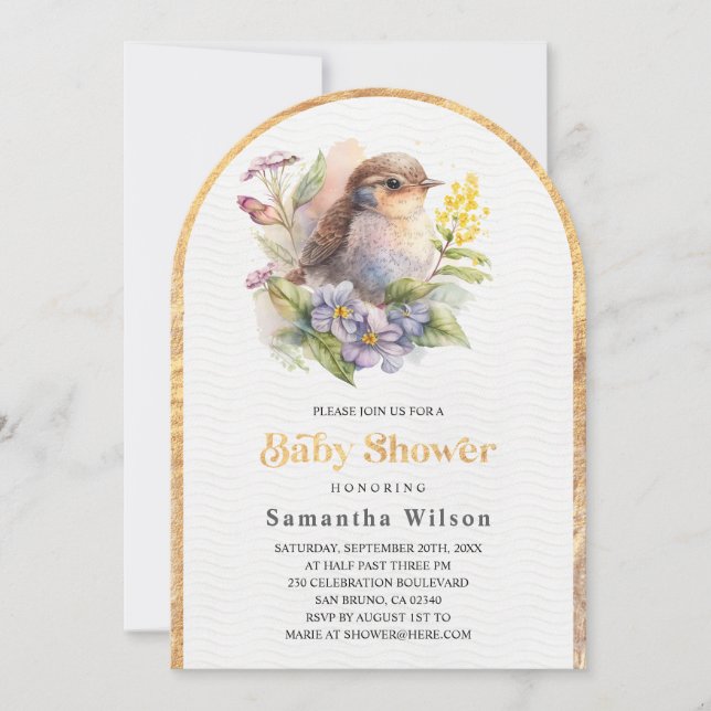  Cute  Bird Floral Spring Baby Shower Invitation (Front)