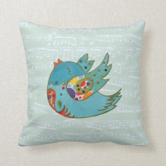 Cute bird flying and singing cushion