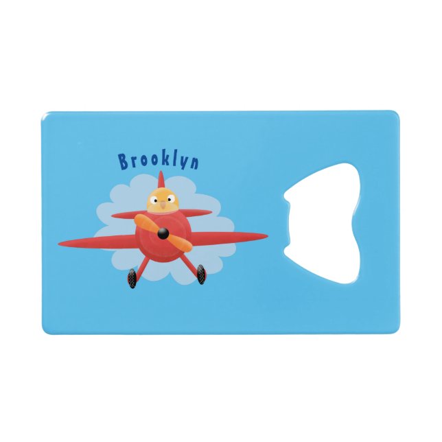 Cute bird flying red aeroplane cartoon illustratio (Back Horizontal)