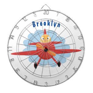 Cute bird flying red aeroplane cartoon illustratio dartboard