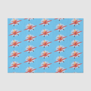 Cute bird flying red aeroplane cartoon illustratio tissue paper