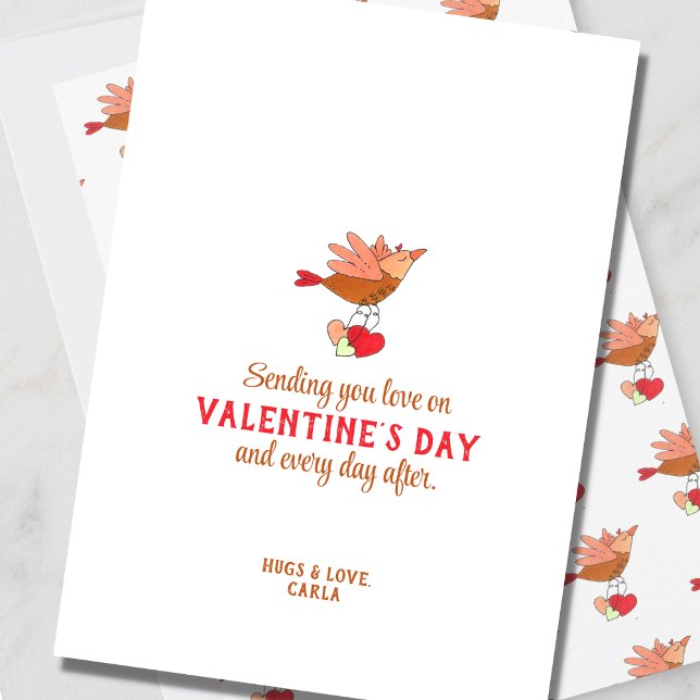 Cute Bird Flying Valentine's Day Holiday Card (Creator Uploaded)