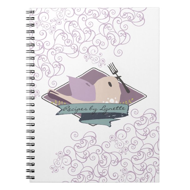 Cute bird fork chef catering restaurant culinary notebook (Front)