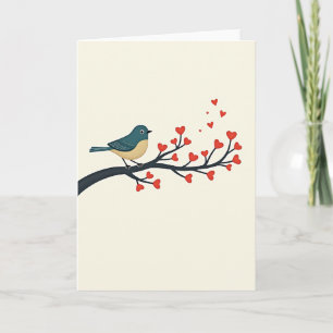 Cute Bird Heart Tree Card