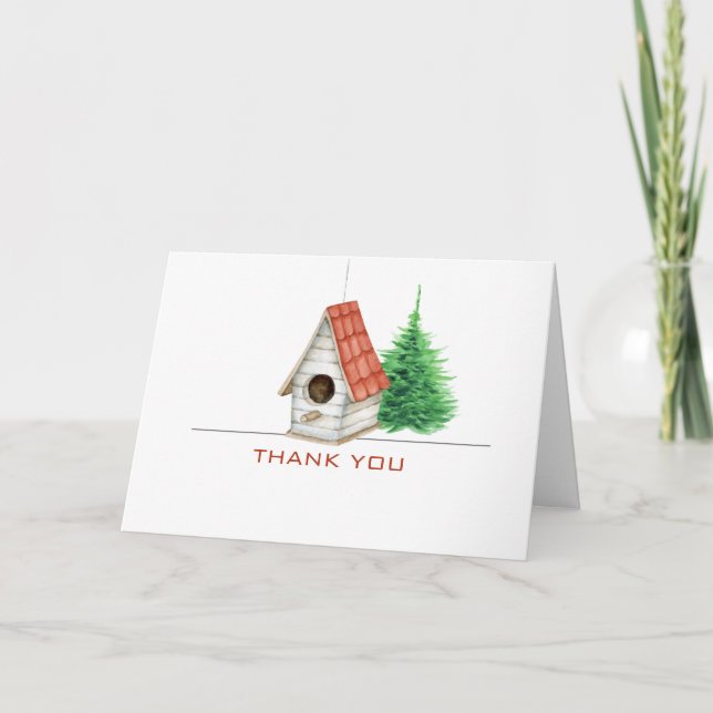 Cute Bird House Realtor or Mortgage Thank You Card (Front)