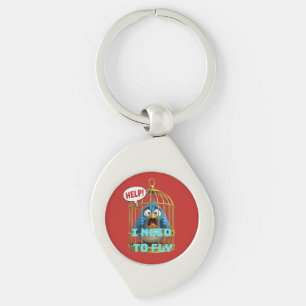 Cute Bird in a Cage Freedom & Animal Key Ring