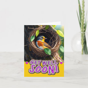 cute bird in nest card