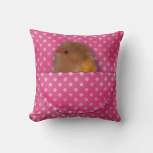Cute bird in the pink pocket design cushion